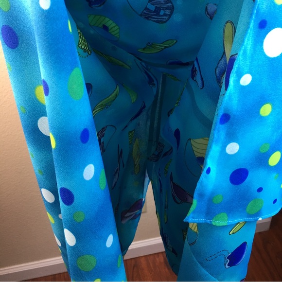 Cynthia Taylor Women's Turquoise Blue Sandal Purse Print Maxi Dress Size L - Picture 9 of 13